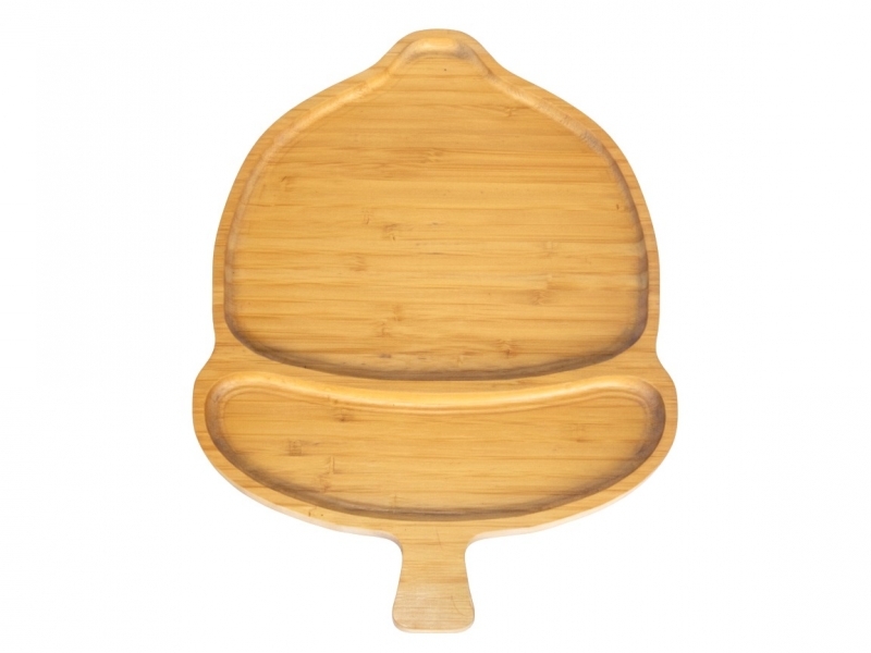Curated Acorn Shaped Bamboo Serving Platter - Eco-Friendly Divided Tray for Holiday Entertaining
